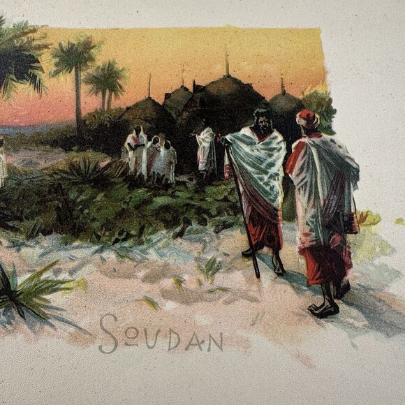 Antique Lithograph The Orcutt Company Chicago “Soudan” (Sudan) Signed Will Crane - Picture 8 of 9